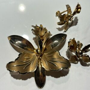 Vintage broach and clip on earrings